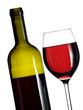 Bottle and glasswith red wine