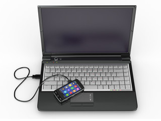 Poster - Connect. Laptop and cell phone concept.
