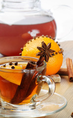 Wall Mural - Christmas tea and orange