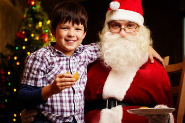 Wall Mural - Boy and Santa