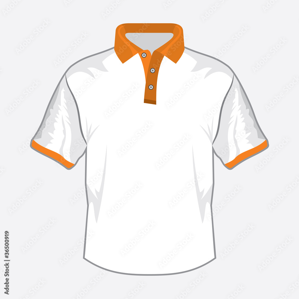 white shirt with orange collar