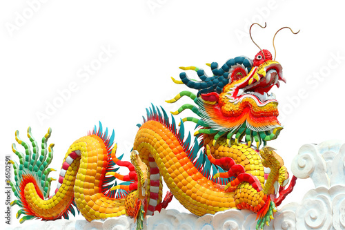 Naklejka dekoracyjna Colorful chinese dragon isolated