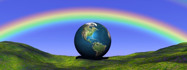 earth under rainbow