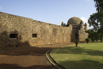 Gol Gumbaz behind barricade