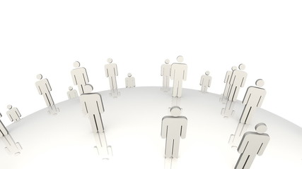 Poster - 3d men standing on a globe in movement