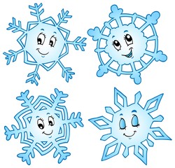 Wall Mural - Cartoon snowflakes collection 1