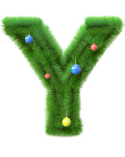 Y Letter Made Of Christmas Tree Branches