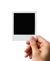 Aufkleber - Male hand holding blank instant photo frame, clipping path inclu