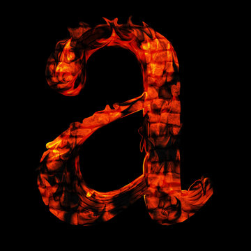 High resolution red hot burning flame or fire font isolated