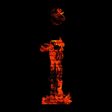 High resolution red hot burning flame or fire font isolated