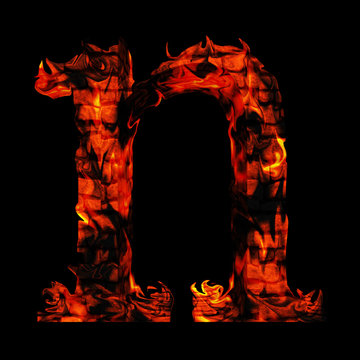 High resolution red hot burning flame or fire font isolated