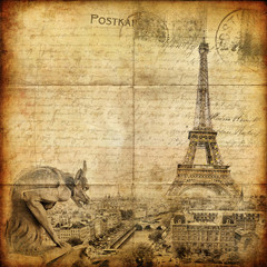 Fototapete - vintage letter - Paris