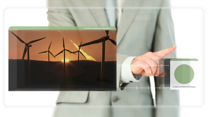 Poster - Businessman dragging videos about renewable energies