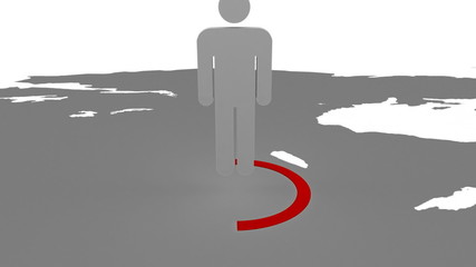 Poster - 3d men appearing on a map