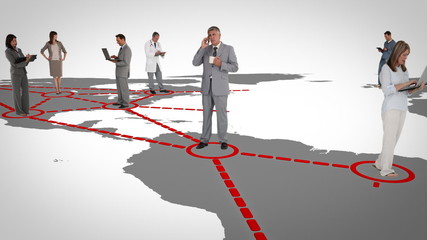 Poster - Businessmen on a map