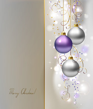 Elegant Glimmered Christmas Background With Three Evening Balls
