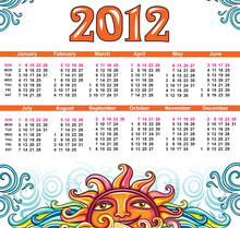 Sun Calendar For The 2012