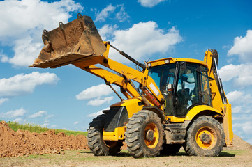 Poster - Excavator Loader with backhoe works