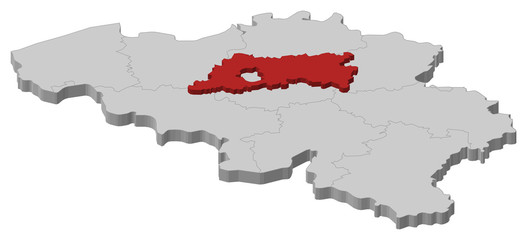  Map of Belgium, Flemish Brabant highlighted
