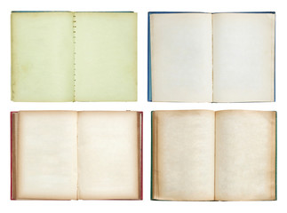 set of Old book open isolated on white background