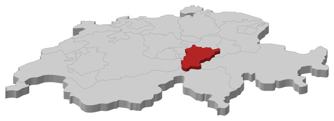  Map of Swizerland, Uri highlighted