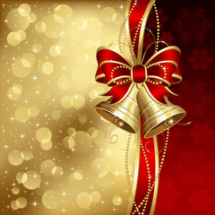 Poster - Elegant Christmas background with golden bells