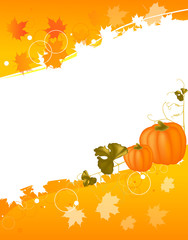 Poster - fall illustration with pumpkins and leaves