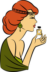 Wall Mural - Vintage fashion girl with perfume. Vector