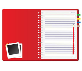 Aufkleber - red notebook and photo frame