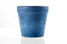 Blue Flower Pot Isolated With Reflection.