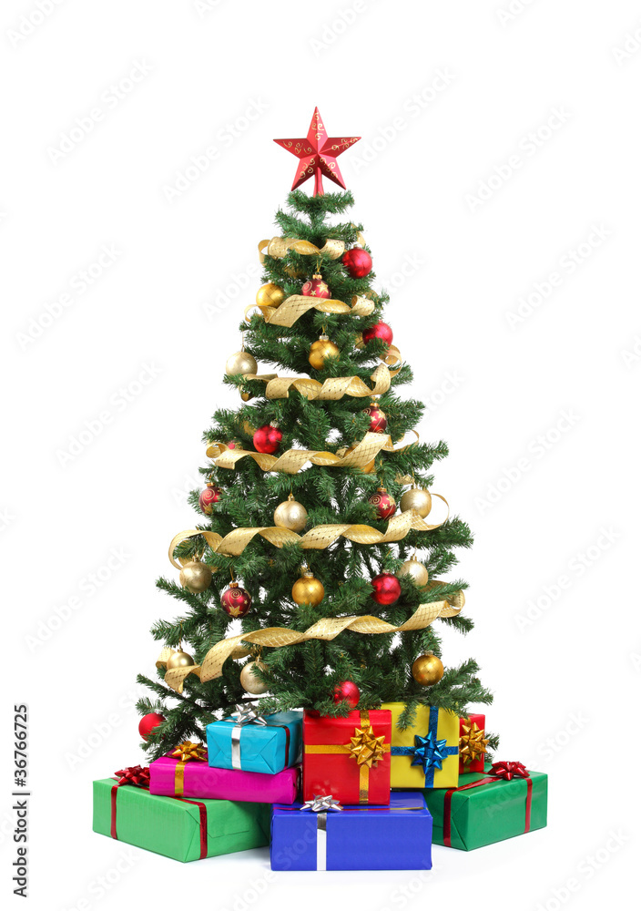 Christmas tree and gifts Stock Photo | Adobe Stock