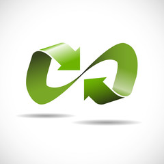 Wall Mural - Logo infinite with arrows. Green recycling # Vector