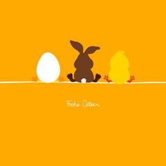 Poster - Osterei, Osterhase & Osterküken orange