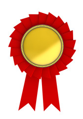 3d illustration of red award over white background