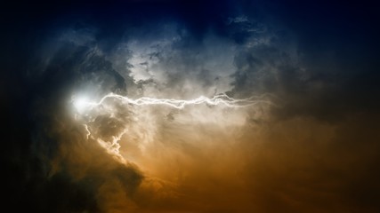 Wall Mural - lightning in dark sky