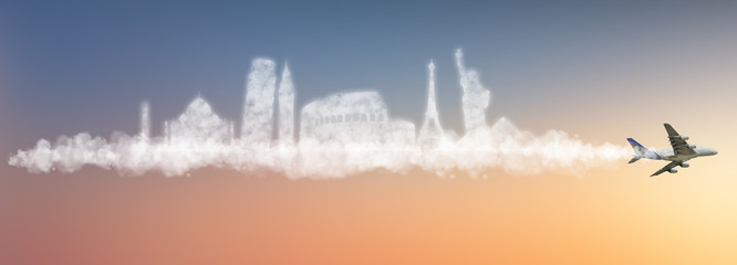 Wall Mural - Travel the world clouds concept