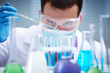 working in the laboratory
