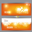 Elegant Christmas banners with deers. Vector Illustration with p