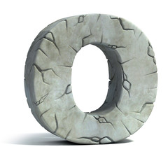 Wall Mural - letter O cracked stone 3d font