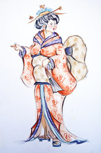 Japanese Woman Drawing
