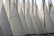 Sailing Boat Yacht Sails Main And Genoa With Nobody