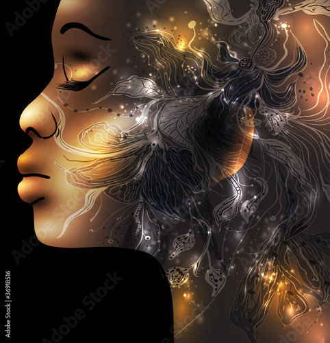 Naklejka dekoracyjna Abstract female face vector