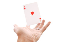 Floating Ace Of Hearts In Hand