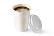 Coffee in opened disposable cup