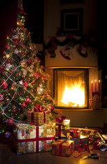 Wall Mural - christmas tree and christmas gift