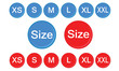 blue and red size tag