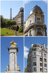 Sticker - Paris, 4 photos pour carte postale