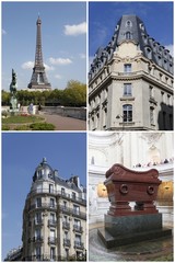 Sticker - Paris, 4 photos pour carte postale