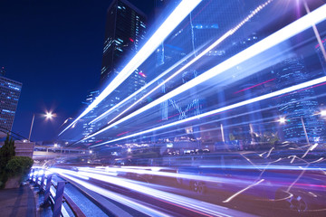 Wall Mural - City traffic at night with light trails