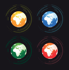 Wall Mural - set of four abstract worlds